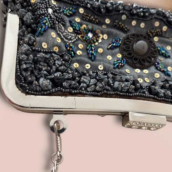 Embellished Evening Beaded Clutch Bag with Chain Strap - Picture 2 of 13